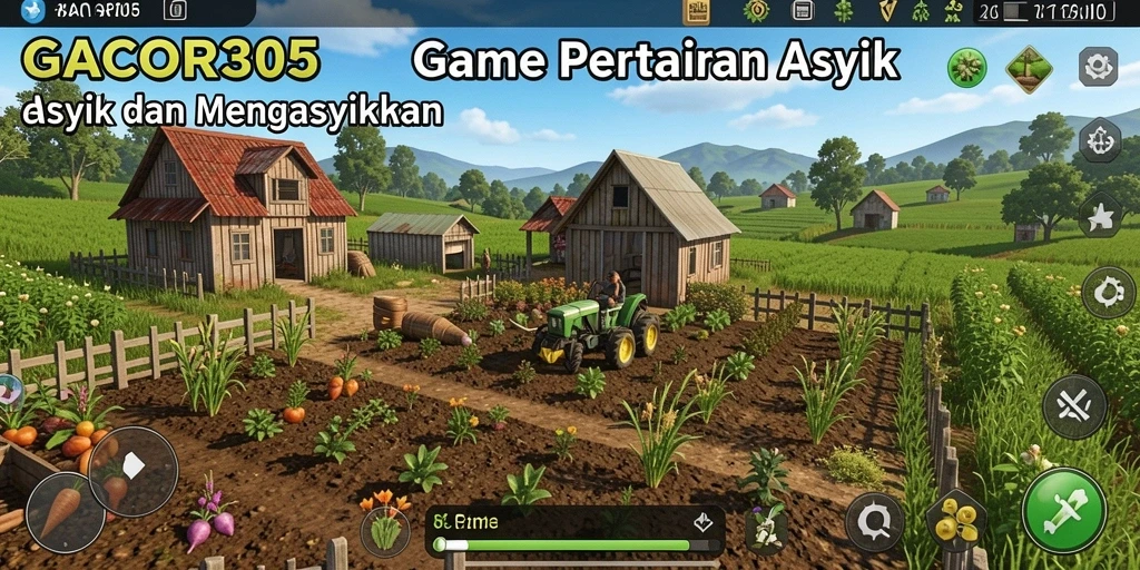 Screenshot dari gameplay GACOR305 saat bertani dan merawat tanaman.
