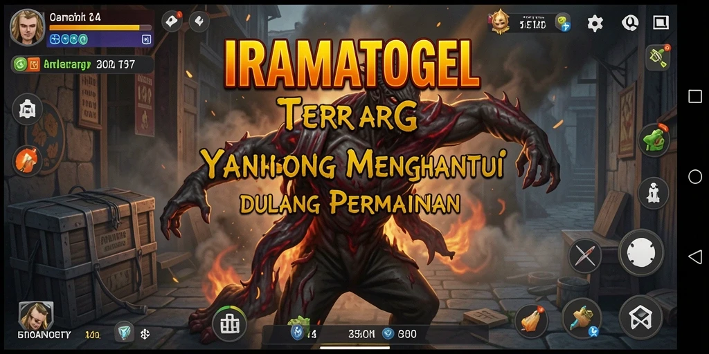 Tangkapan layar utama gameplay IRAMATOGEL menampilkan adegan mencekam dan menyeramkan.