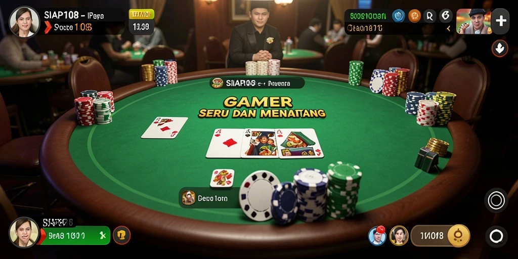 Tampilan screenshot gameplay SIAP108 dengan suasana permainan Poker yang menegangkan.